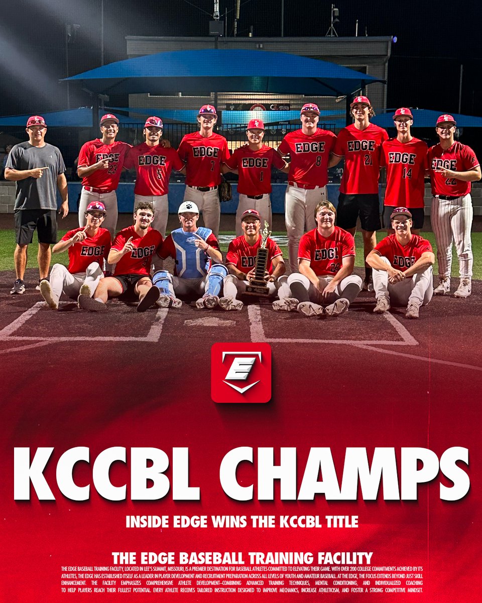 EDGEBaseballKC's tweet photo. Crowned Champions! 🏆 

Inside Edge takes home the KCCBL title after an electric 22-10 summer run.

https://t.co/9gT71SYGAm https://t.co/FJvkXt3Kkb