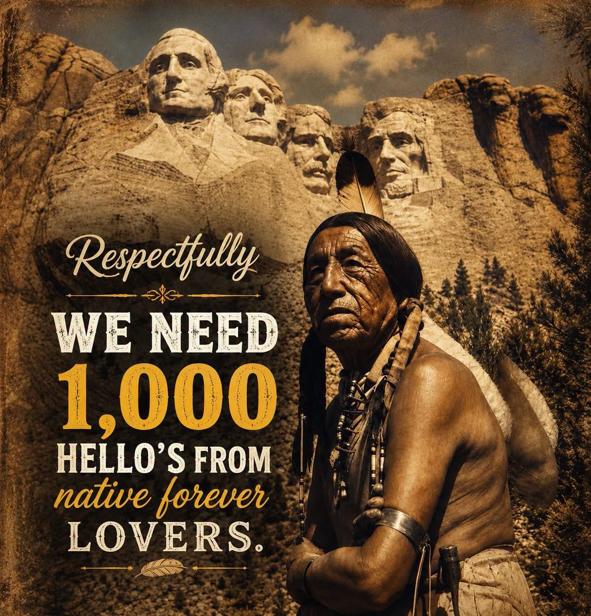 Nativetoday_'s tweet photo. 𝐖𝐞 𝐧𝐞𝐞𝐝 𝟏,𝟎𝟎𝟎 𝐡𝐞𝐥𝐥𝐨'𝐬 𝐟𝐫𝐨𝐦 native forever 𝐋𝐨𝐯𝐞𝐫𝐬.
.
.
.
#IndigenousStrength #OnePeople #UnityMatters #indigenous #nativeamerican #nativestyle #americanindian #powwow #indigenouspeople https://t.co/UF3BdJ5xPQ