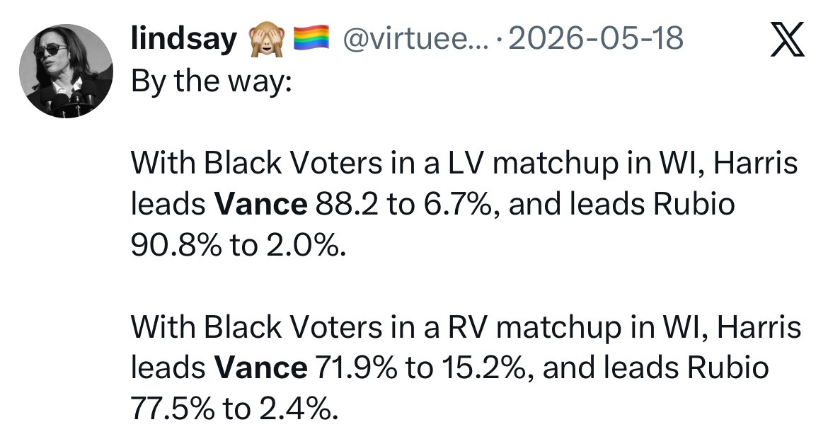 virtueemoir29's tweet photo. That’s fantastic news for @KamalaHarris. 

🤭 https://t.co/26vN5ph9kR