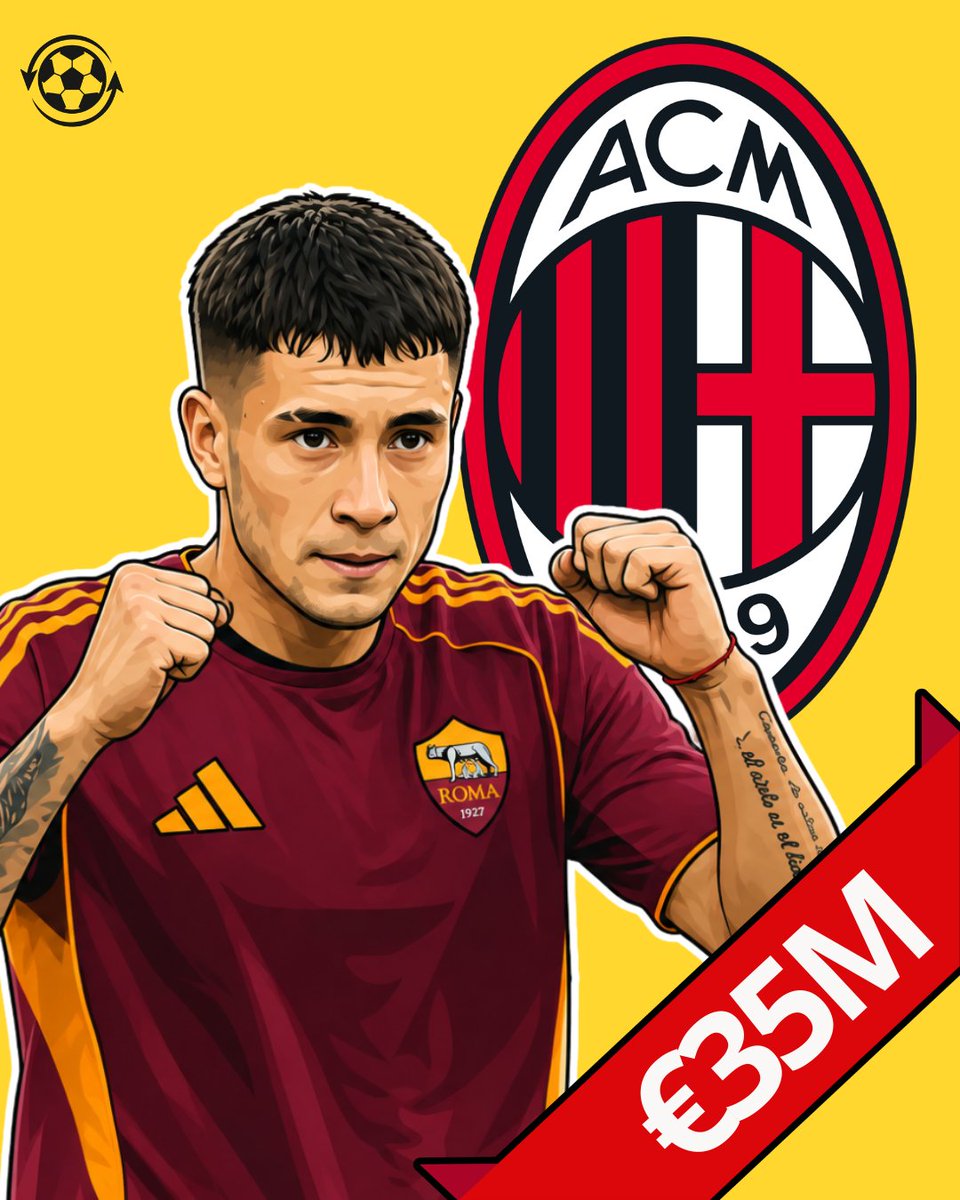 DeadlineDayLive's tweet photo. 🚨 AC Milan are considering a move for Roma winger Matías Soulé as a potential replacement for Rafael Leão. 🇦🇷

Ruben Amorim wants a naturally left-footed attacker, while Roma could sacrifice Soulé for financial fair play reasons. 

The 23-year-old is valued at around €35M. 💰

(Source: Gazzetta dello Sport).
