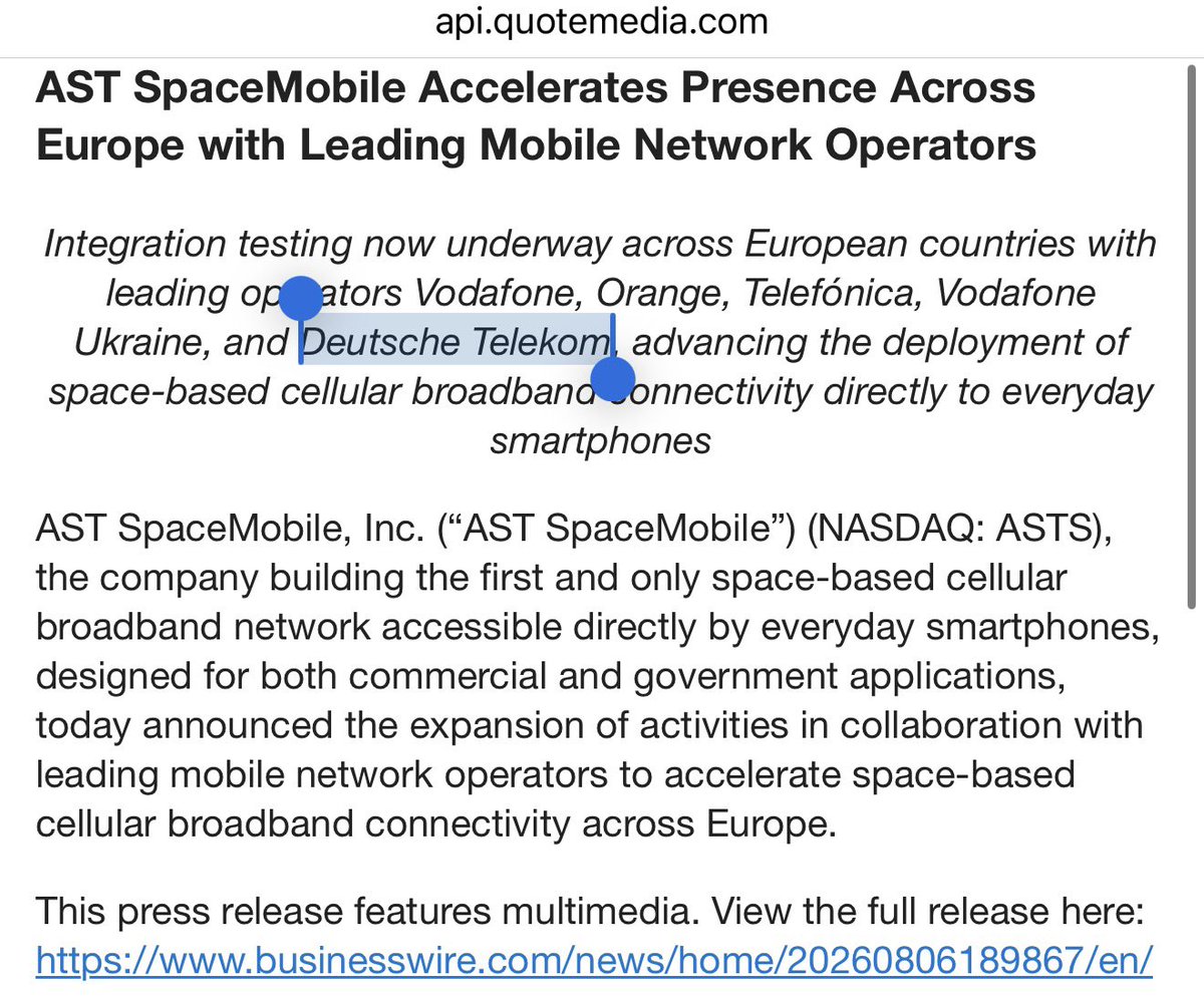 CatSE___ApeX___'s tweet photo. 🚨 GAME OVER! $ASTS IS WINNING 🚨 

IN A PRESS-RELEASE @AST_SpaceMobile REVEALS THEY ARE TESTING WITH $TMUS  OWNER IN EUROPE.

🐈‍⬛CATSE: ”NOW EVEN ANALYSTS SHOULD BE ABLE TO FIGURE OUT WHO IS GOING TO BE THE PREMIER COOPERATIVE CHOICE OF THREE BIG US MNOs”

https://t.co/4qNiY0r9Yk https://t.co/GenhHAmKml