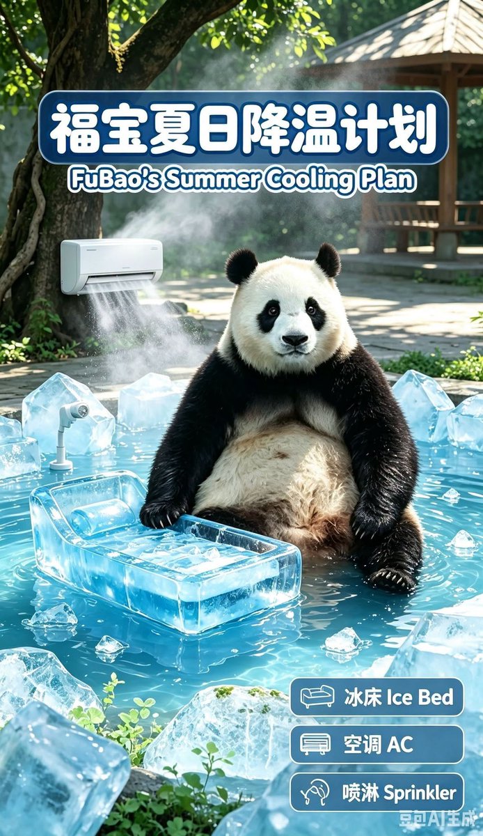 Lovepandas520's tweet photo. #Fubao wears a thick fur coat and suffers in summer heat.
Hope the base provides full‑scale cooling:#icebed,#sprinkler #ACindoor and #sunshade📷📷
Let Fubao spend hot summer comfortably #神樹坪 #fubao #China #中國 #福寶
https://t.co/Y1Z9hoz71c https://t.co/Nut4oAHsED