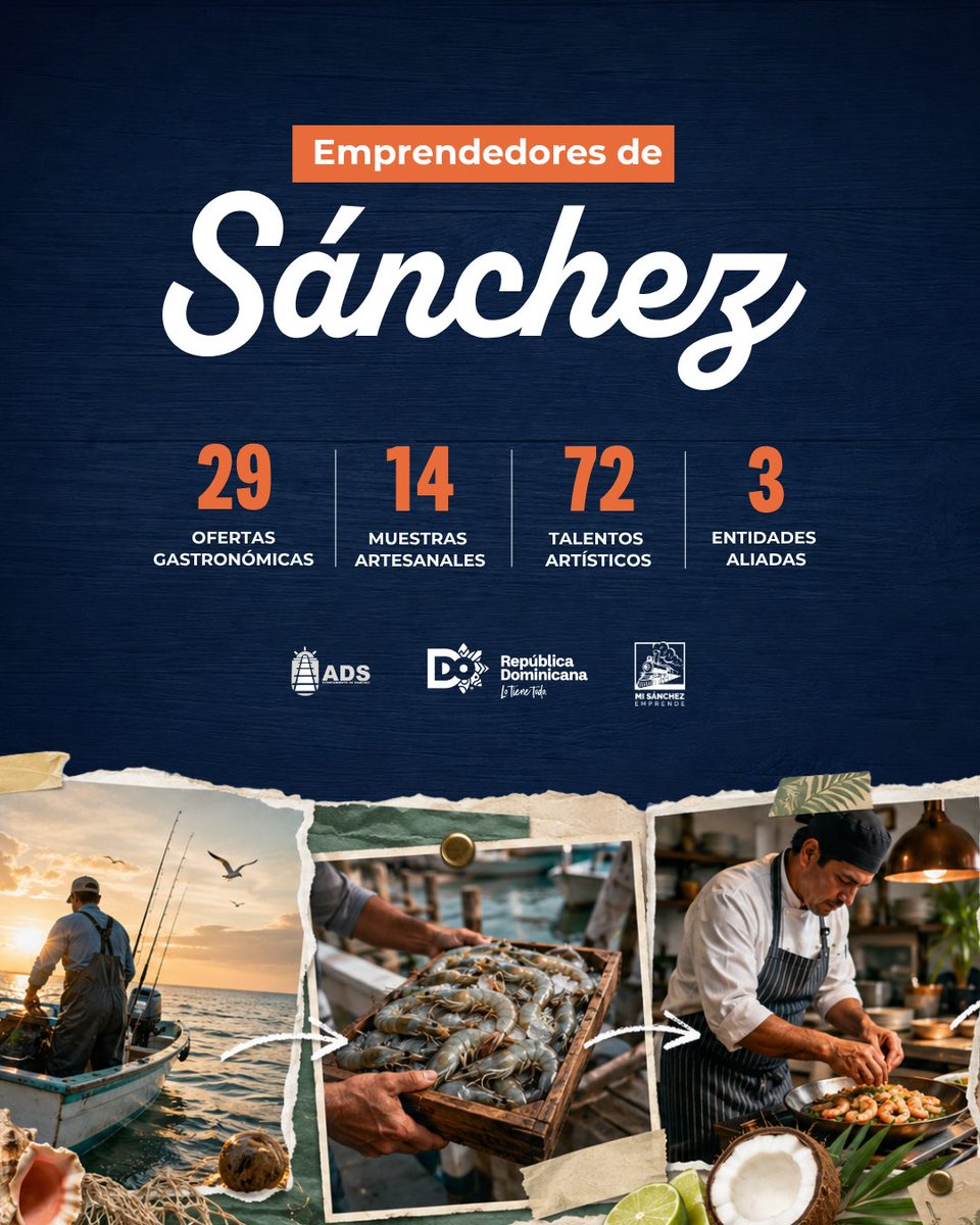 TurismoRD's tweet photo. El sabor de Sánchez tiene su propia agenda. 🦐

Gastronomía, folklore y cultura se dan cita este 8 y 9 de agosto en la Capital del Camarón. https://t.co/IPefGtLpxK