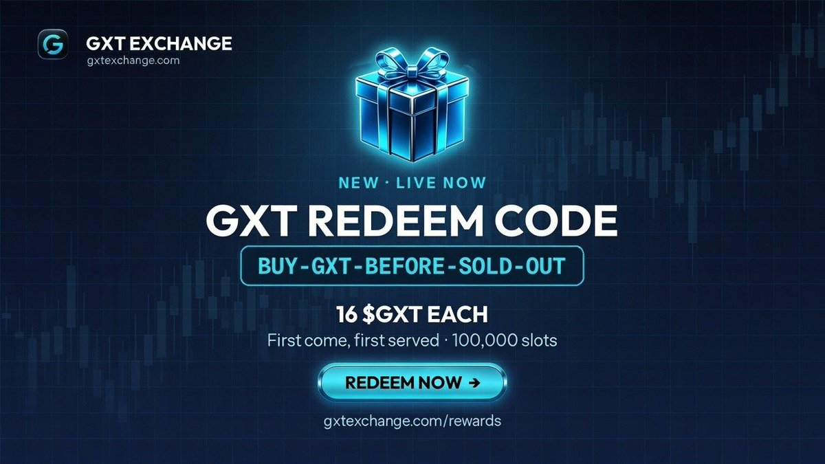 GXTExchange's tweet photo. 🚀 NEW GXT REDEEM 
CODE:- BUY-GXT-BEFORE-SOLD-OUT

🎁 16 $GXT EACH
First come, first served · 100,000 slots

Redeem now 👉 https://t.co/QLsYs5s7xu

#GXT #GXTExchange #RedeemCode #CryptoAirdrop #FreeGXT #BuyGXT #CryptoRewards #Web3 https://t.co/x5rZsSEp0u
