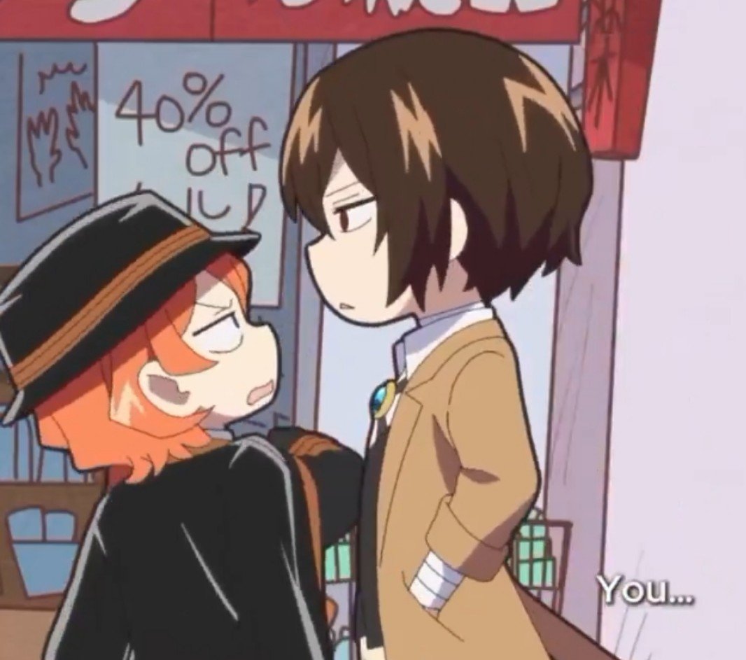 nakahrstar's tweet photo. the way he always finds a way to be in chuuya's personal space even if it's just to mess up with him, what's his deal https://t.co/IRiknpA9t0