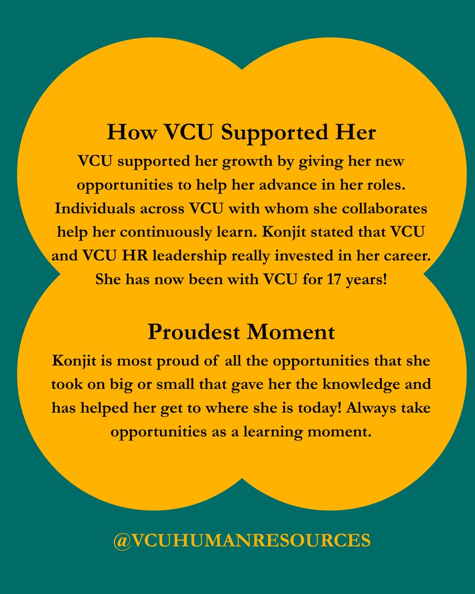 VCUHR's tweet photo. #CareerPathStory! Let's take a look at Konjit Chitty's career path! From early roles to leading at the top! Every step is built on experience, resilience, and big decisions. #Leadership #ExecutiveJourney #CareerPath https://t.co/6uu7HcPioH