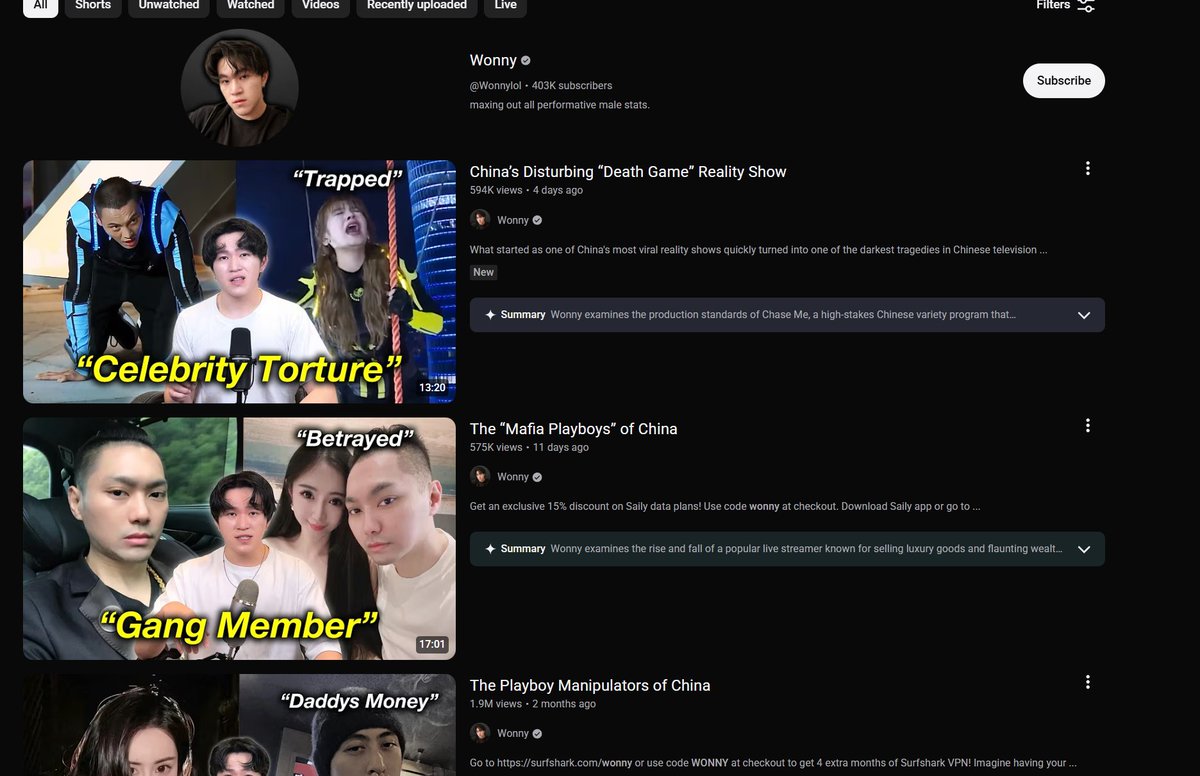 WasianChecker's tweet photo. There's this genre of Asian guys who make videos hating on Asia, and in particular they focus on trashing Asian gender dynamics such as dating. 

It's remarkable because it seems like 80-90% of their videos are specifically about this content. 

 Lo and behold, these  guys are all chopped. So they're doing it out of jealousy and resentment towards hot Asian guys, I'm guessing?