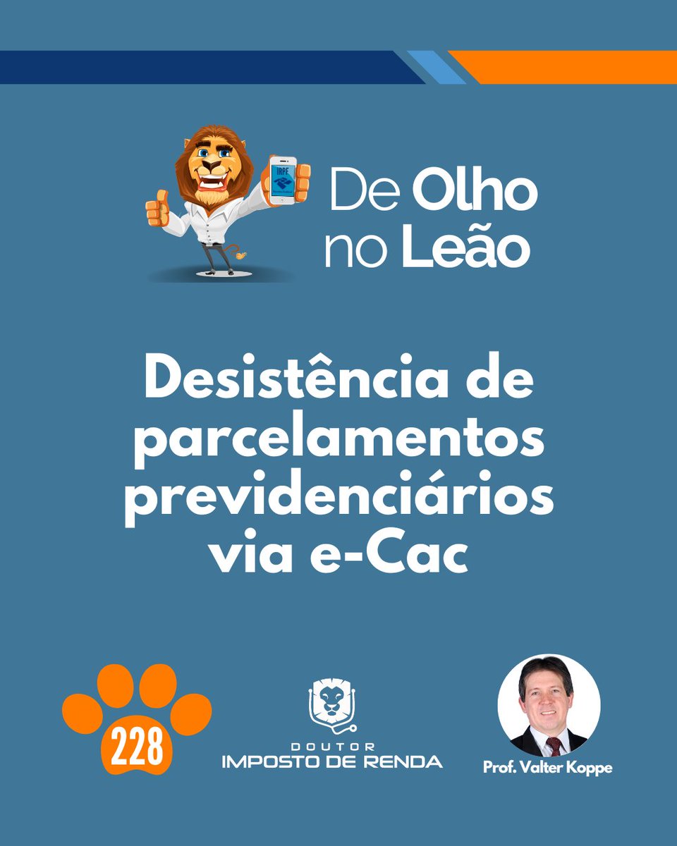 doutorir's tweet photo. A desistência de parcelamentos previdenciários passou a ser permitida diretamente no Centro Virtual de Atendimento ao Contribuinte, o e-Cac. Até então, a desistência tinha que ser solicitada presencialmente nas unidades da Receita. Saiba mais: https://t.co/Aqjm03j6i2
#ValterKoppe https://t.co/npIK1VFv91