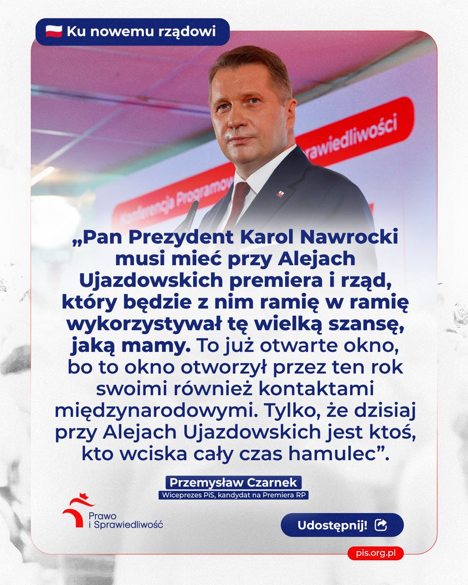 pisorgpl's tweet photo. 💬 Wiceprezes PiS, kandydat na Premiera RP @CzarnekP.
👉 Udostępnij! 🔥 Ku nowemu rządowi! https://t.co/LctdsolDLD