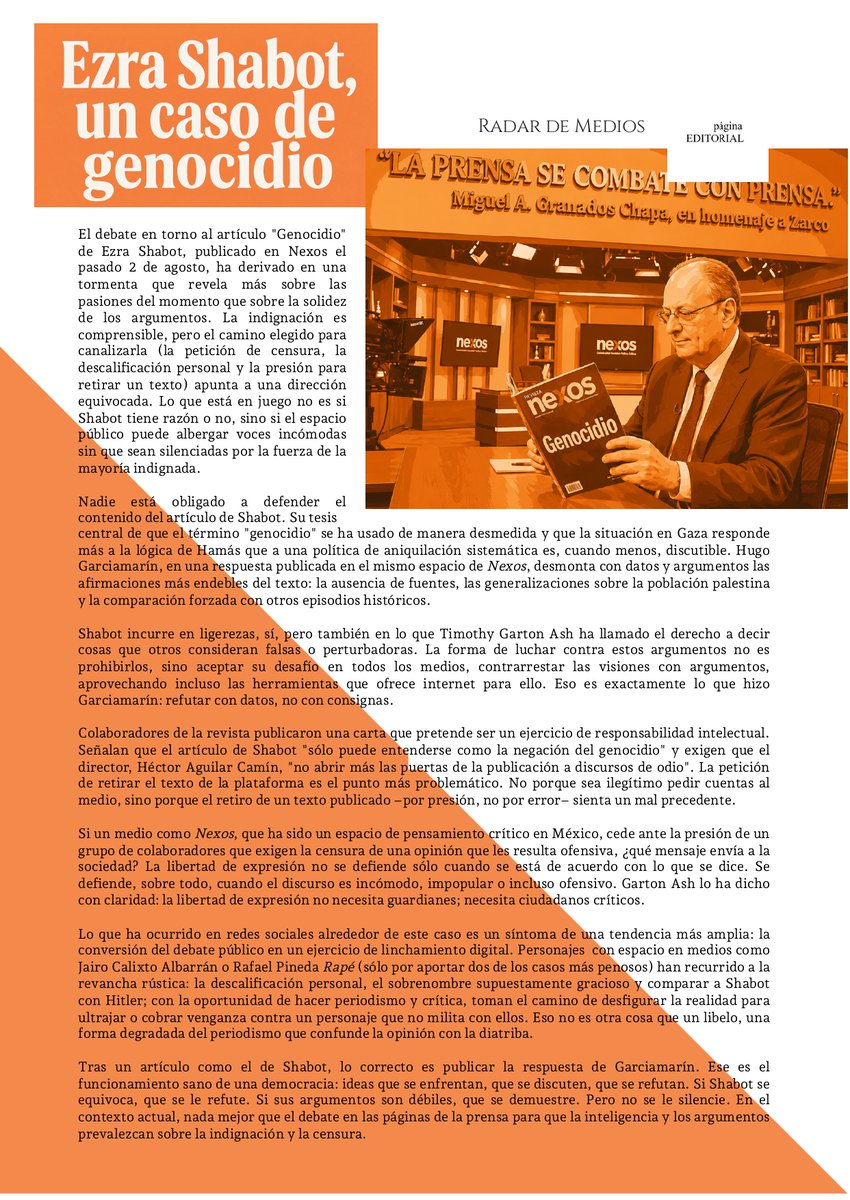 jcromero's tweet photo. En el #RadardeMedios de agosto revisamos los controvertidos casos de Pedro Sola y @EzShabot y reflexionamos si la solución es la regulación de los derechos de las audiencias que impulsa el gobierno federal y su partido. El PDF completo lo pueden descargar en el siguiente enlace: https://t.co/X7KS64W70v