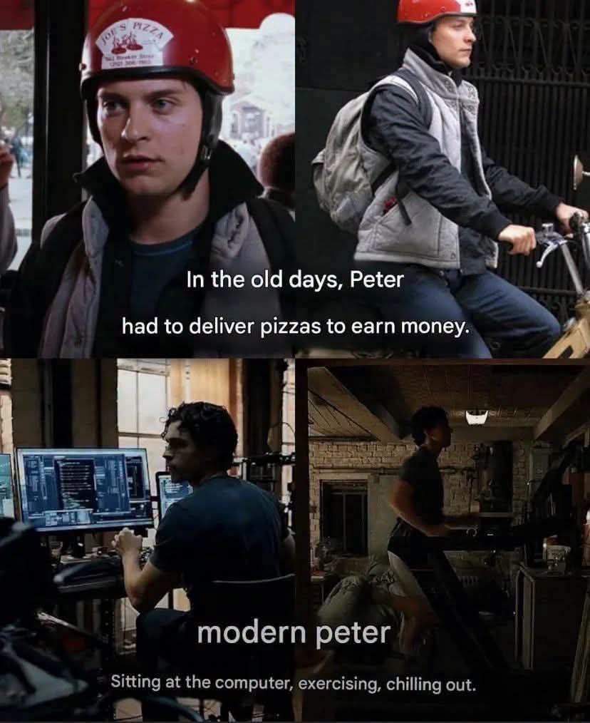 TheCineprism's tweet photo. Poor peter vs rich peter. https://t.co/muQbh0MEXy