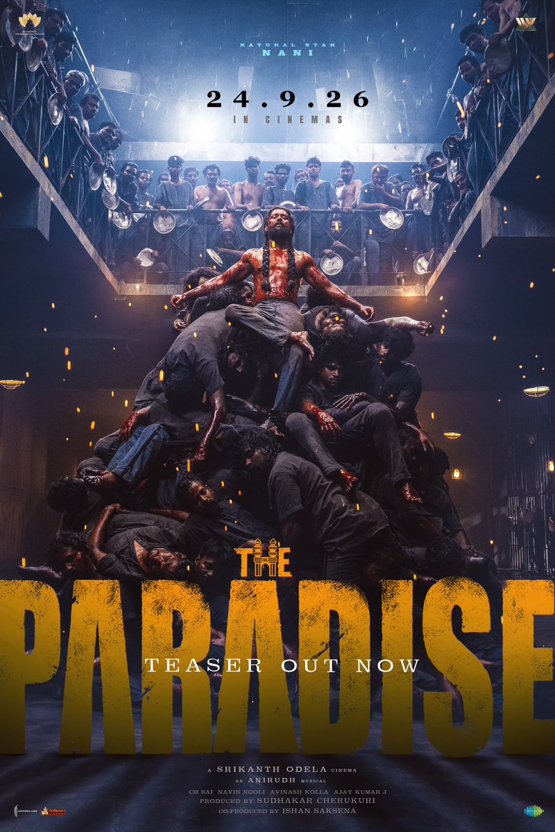 taran_adarsh's tweet photo. NANI: 'THE PARADISE' *HINDI* TEASER OUT NOW – 24 SEPT 2026 RELEASE... The super-successful trio behind #Dasara – #Nani, director #SrikanthOdela, and producer #SudhakarCherukuri – reunites for #TheParadise.

⭐ #TheParadiseTeaser HINDI 🔗: https://t.co/HbvF71gccw

Music is composed by Anirudh... Co-produced by Ishan Saxena.

#TheParadise arrives in theatres on [Thursday] 24 Sept 2026, in multiple languages.

#JadalZamanaFromSep24