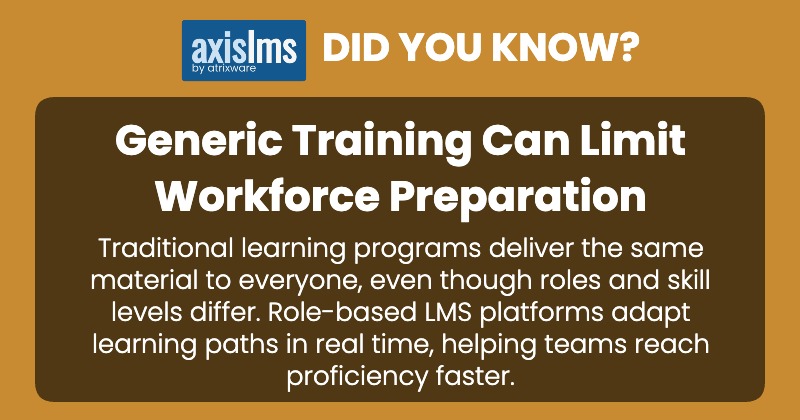 Atrixware's tweet photo. Did You Know that when you deliver generic training to your entire workforce, the overall readiness of your team can be hindered? https://t.co/ThEwUgYMWY  
#hr #lms #elearning #axislms #atrixware https://t.co/W9lUTyePcZ