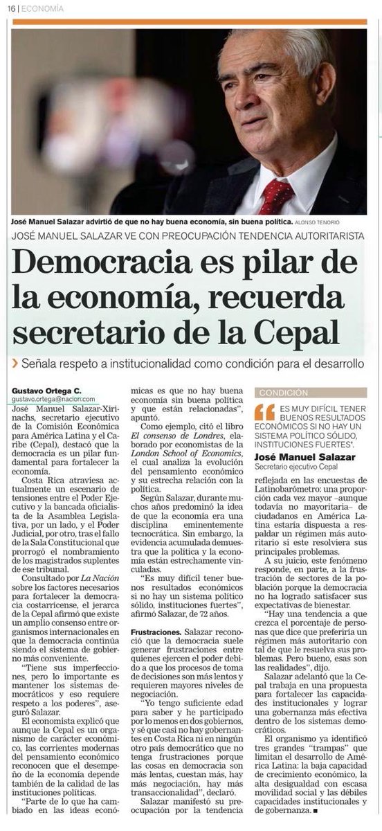 Zovatto55's tweet photo. Coincido plenamente con el secretario ejecutivo de la @cepal José Manuel Salazar en que la calidad de las instituciones políticas, la gobernanza efectiva y la democracia son pilares fundamentales para la economía y el desarrollo inclusivo. https://t.co/wXK70sUMyN