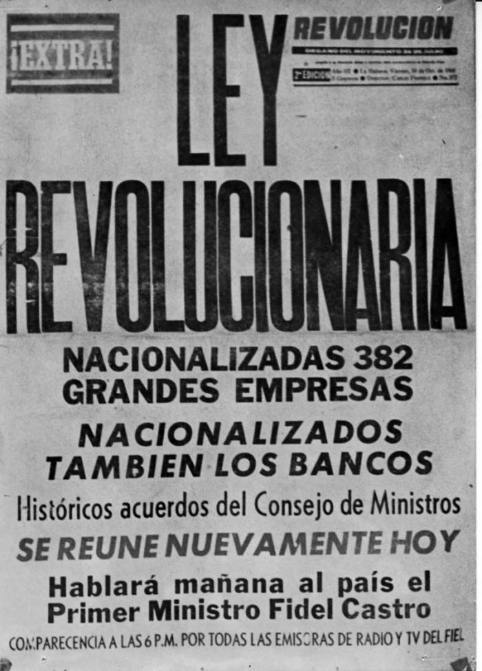 Magyury7's tweet photo. Memoramos hoy el anuncio de la nacionalización de gran número de empresas monopolistas norteamericanas, incluyendo las refinerías de petróleo, 36 centrales azucareros y las compañías de teléfonos y electricidad por #FidelCastro #TenemosMemoria #CubaViveEnSuHistoría #CiegoAvila https://t.co/HkJIva1hvq