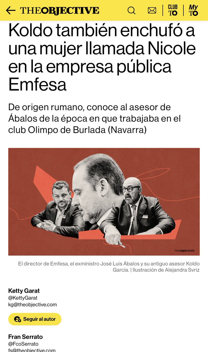 JaviRodrigo11's tweet photo. Koldo no solo enchufó a su gente. 
También colocó en la empresa pública Emfesa a una mujer llamada Nicole, de origen rumano.

¿Quién era Nicole? La “encargada” del Olimpo de Burlada (Pamplona). Sí, del Olimpo: un prostíbulo; una casa de putas de toda la vida, vamos.

La madame. La que controlaba a las prostitutas.

Eso pasó desapercibido en su momento. 

Era Cuando @KettyGarat lo publicaba, y le llamaban bulera, mentirosa, que inventaba y bla, bla, bla.

Resultó ser cierto. Todo.

La encargada de un puticlub,  acabó en un puesto público. Por los “principios de igualdad y mérito”, claro. Los de capacidad, como cuando había mili, se le suponen. 

Y ahora, cuando salen estas cosas, que ocurrieron, colocar a putas amigas de ministros de la PSOE, muchos ya lo han normalizado.

 “Están en la cárcel por lawfare”, dicen. 

Como si eso borrara que metieron a la jefa de un burdel en una empresa del Estado.

Es realmente increíble. 

Y más increíble aún que a tanta gente ya no le parezca escandaloso.