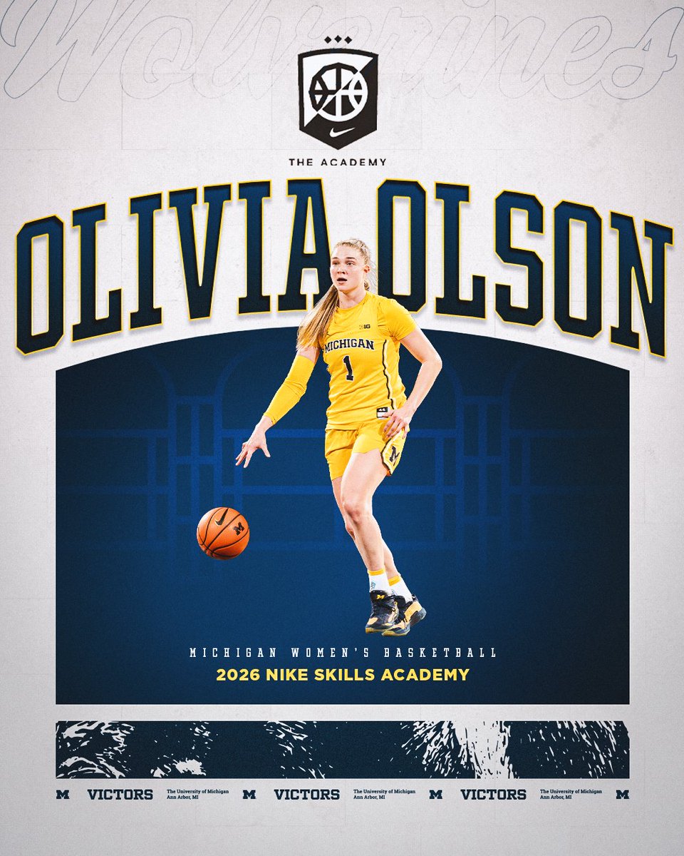 umichwbball's tweet photo. Olivia Olson was selected to participate in the 2026 Nike Skills Academy 〽️

#GoBlue https://t.co/5hQBdglSh4