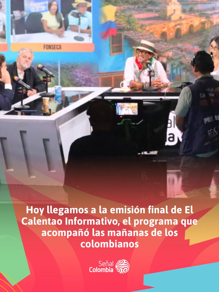 SenalColombia's tweet photo. ☀️ Hoy llegamos a la emisión final de #ElCalentaoInformativo, el programa que acompañó las mañanas de los colombianos con información, análisis y las voces de los territorios. https://t.co/dU3Lu1zDzZ