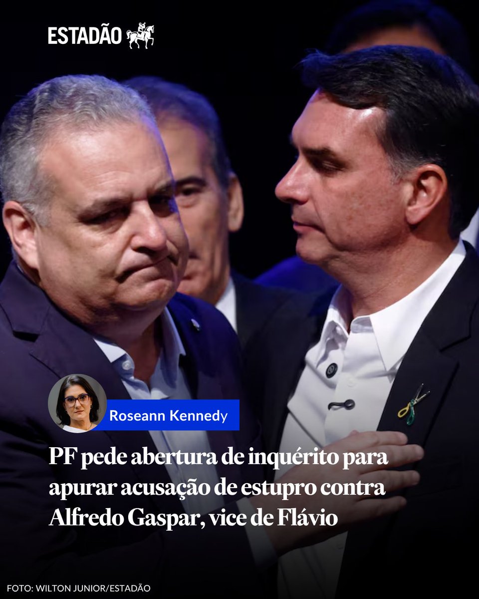 Estadao's tweet photo. @roseannkennedy: PF pede abertura de inquérito para apurar acusação de estupro contra Alfredo Gaspar, vice de Flávio. Deputado e senador ainda não se manifestaram → https://t.co/9GDrmfnx8R https://t.co/ySjZWNliTv