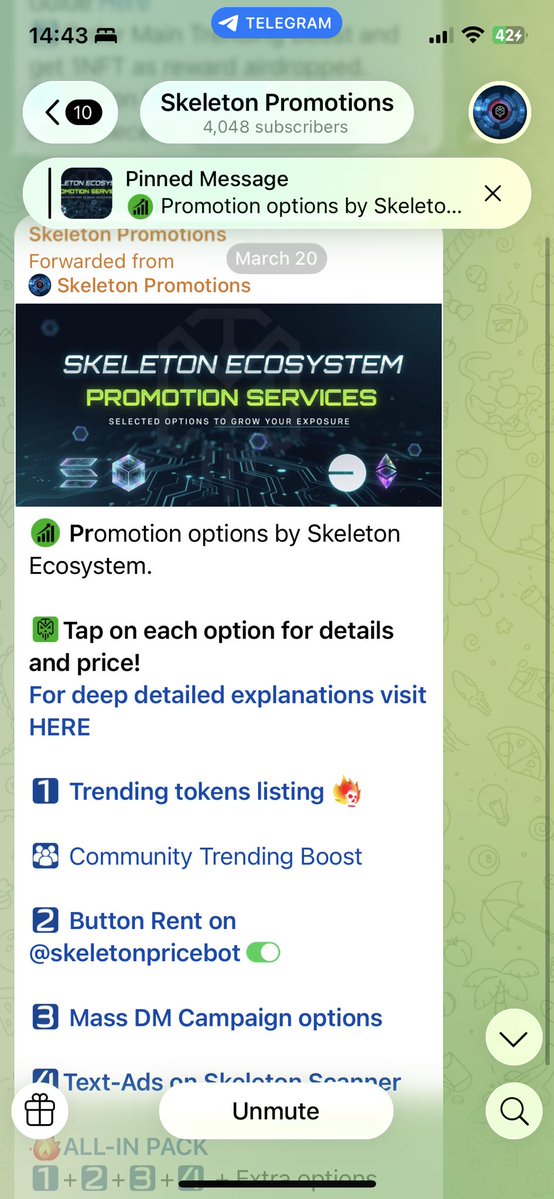 LunaChainia's tweet photo. You can also reach a larger audience across telegram and discord 
If you get the skeleton promotional services on deck 
With their trending listing + buybot button ads + Mass Dm Campaign + Text ads
You can create a stronger exposure 
Check them out

https://t.co/ebd5PowvOv https://t.co/9Vhv1xVti5