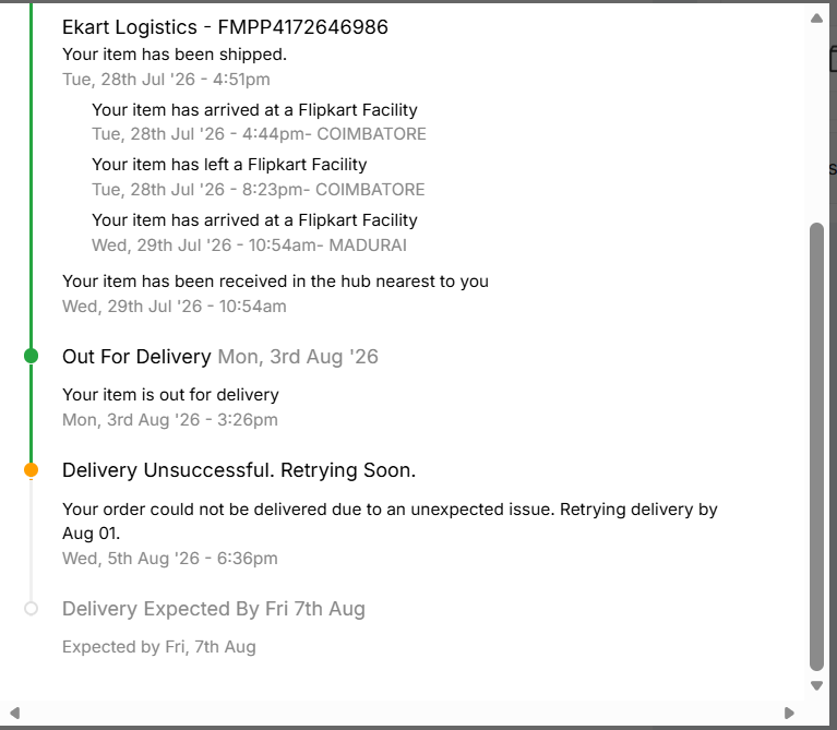 GGDilipKumar's tweet photo. @flipkartsupport @flipkartsupport @Flipkart Team you can't postpone delivery date as per wish, I've been waiting since 17th July 26 ? Do you understand the pain of customer who pays EMI without using a product for 1 month, in next 6 days 2nd month EMI is going to be deducted. @jagograhakjago https://t.co/vhIYuZvZmt