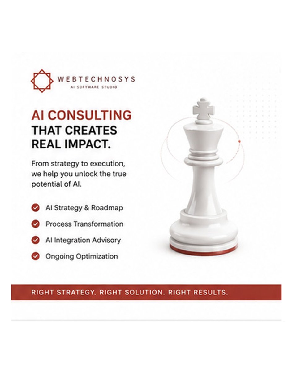 webtechnosysai's tweet photo. AI consulting should not end with a presentation.
Webtechnosys works from strategy to execution, helping businesses identify where AI can realistically improve operations.

AI Strategy and Roadmap Process Transformation AI Integration Advisory Ongoing Optimisation 

We also tell you where AI may not be the right solution—because honest consulting creates better results.

📞 +91-7410582898 
✉️ info@webtechnosys.com 
🌐 https://t.co/DwTzmu55LC

 #AIConsulting #AIAdvisory #ProcessTransformation#TechnologyConsulting #BusinessStrategy #AIIntegration#Webtechnosys