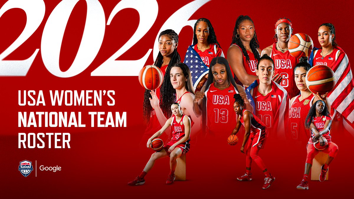 usabasketball's tweet photo. Introducing the 2026 USA Basketball Women's National Team ✨

» https://t.co/Tb7kiOCnAT

🇺🇸 #USABWNT x @Google https://t.co/wVvtrUj5cS