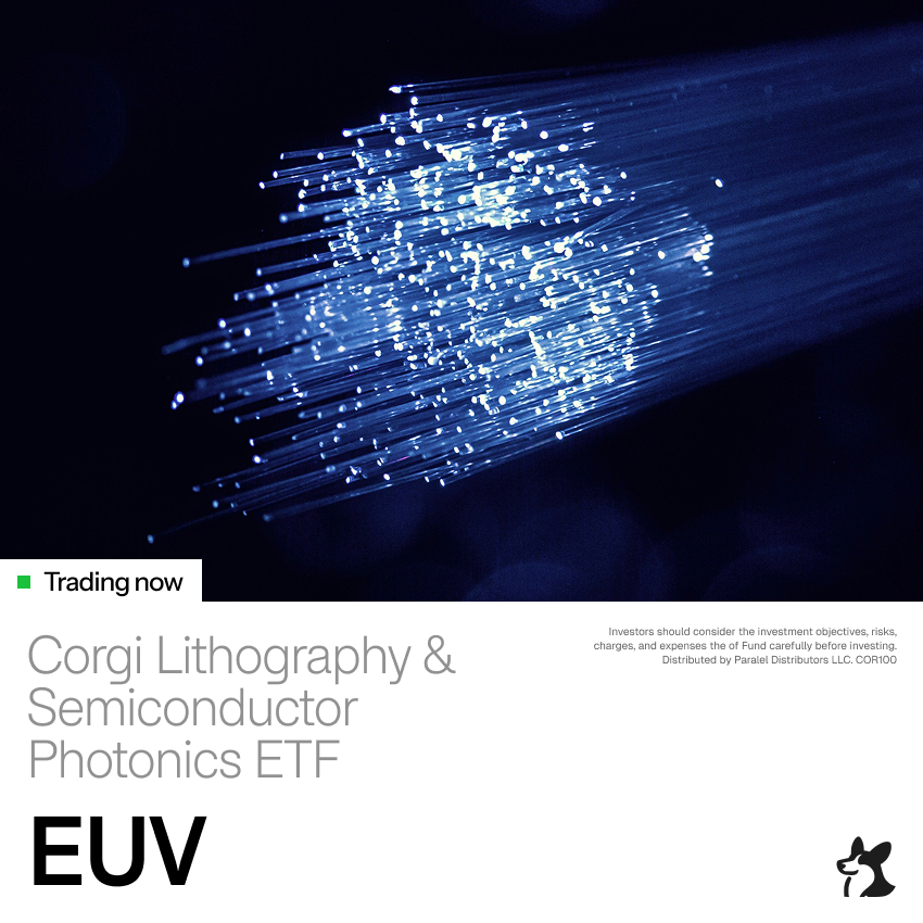 CorgiAM's tweet photo. Want one ticker for lithography and photonics?

The Corgi Lithography &amp; Semiconductor Photonics ETF $EUV holds companies across lithography systems, metrology and inspection tools, optical components, and silicon photonics

Learn more at https://t.co/EPWdOVXxSv https://t.co/QkqpkGpBZL