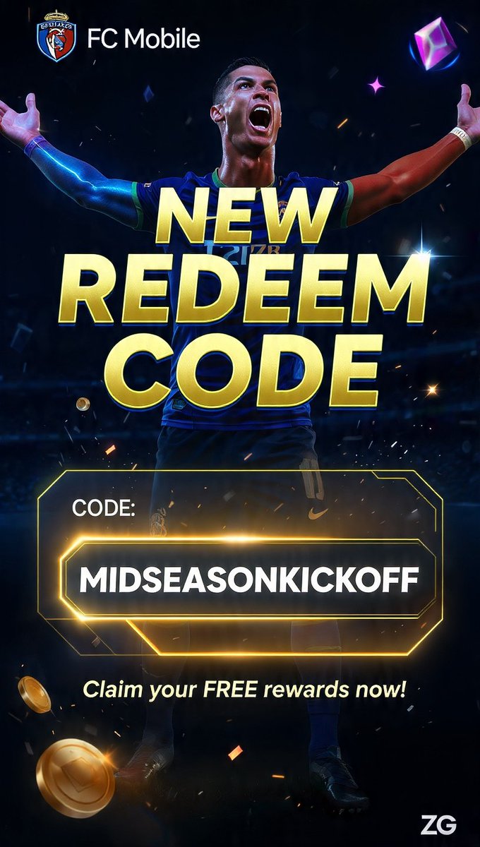 ZaydGamingFc's tweet photo. 🚨 NEW FC Mobile Redeem Code! 🎁

Redeem Code: MIDSEASONKICKOFF

Don't wait—redeem it before it expires! ⏳

💬 Did it work for you? Let everyone know in the comments!

#FCMobile #RedeemCode #FCMobile26 #Gaming #Football #ZaydGamingFC https://t.co/ktFCm7o80i