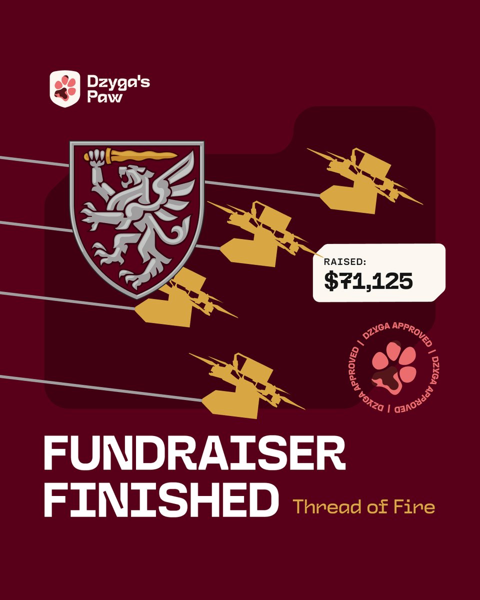 dzygaspaw's tweet photo. We finished our Thread of Fire fundraising campaign for the 80th Brigade!

Thanks to your support, we raised $71,125. Huge shout-out to our ambassadors @nastasiaKlimash, @mexic0la_, and Noah Sims from Instagram for helping us finish the fundraiser faster ❤️ https://t.co/H8N8sk6H6C