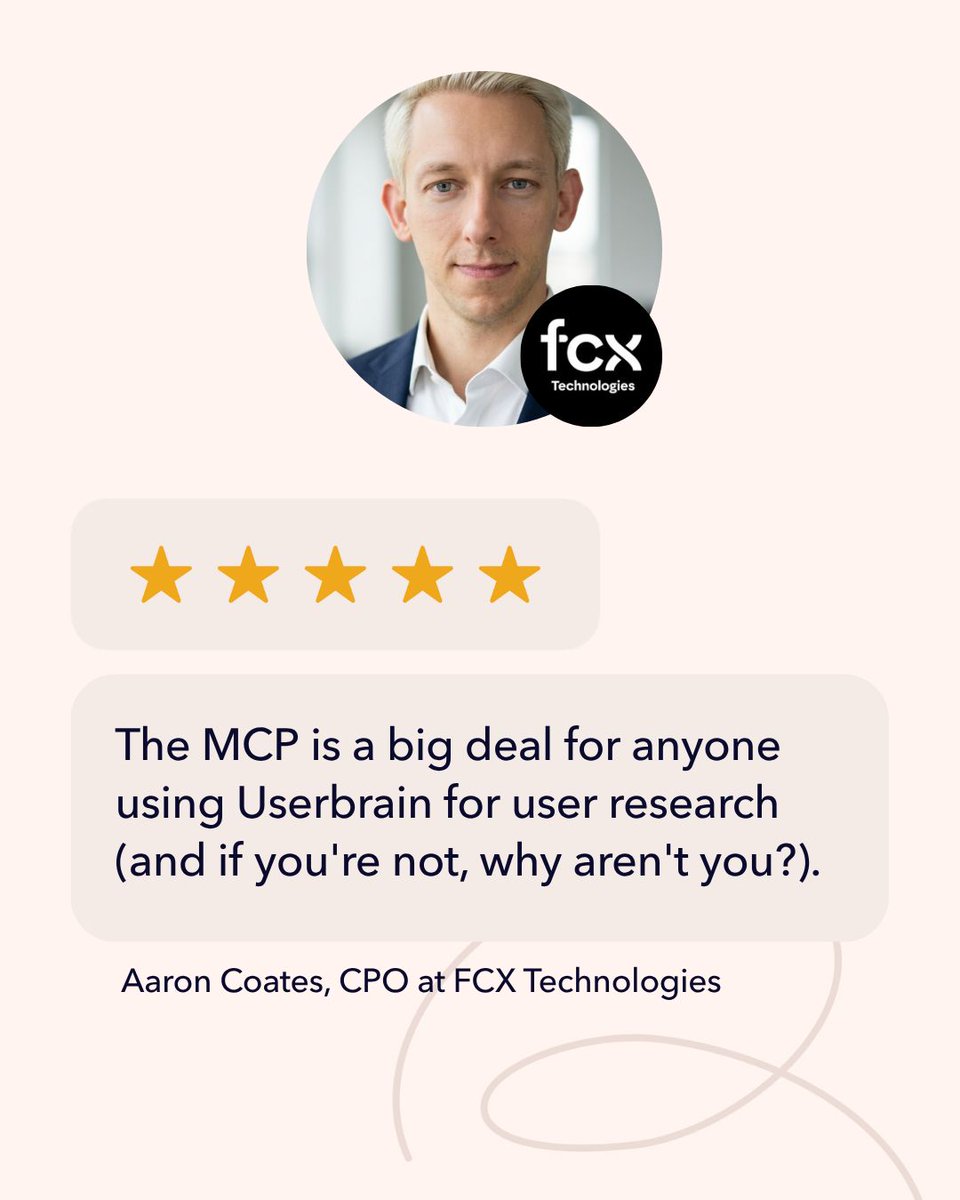 userbrain's tweet photo. That’s how Aaron Coates, CPO at FCX Technologies , described Userbrain MCP.

On August 12, we’ll show how to put that connection to work.

Join us live 👉 https://t.co/dtNfcmnsqU https://t.co/ajygEcx7Qq