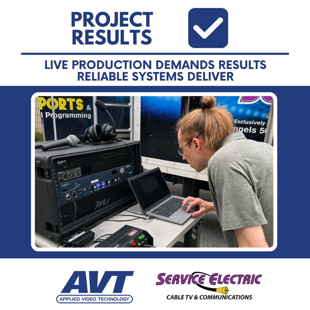 AppliedVideoInc's tweet photo. Results that perform in the field.

AVT partnered with Service Electric Cable TV &amp; Communications to upgrade their mobile production truck delivering clearer audio, stronger communication, and faster setup with a Dante-enabled workflow.

Built, tested, and ready day one.
#AVT https://t.co/YzfXArz38C