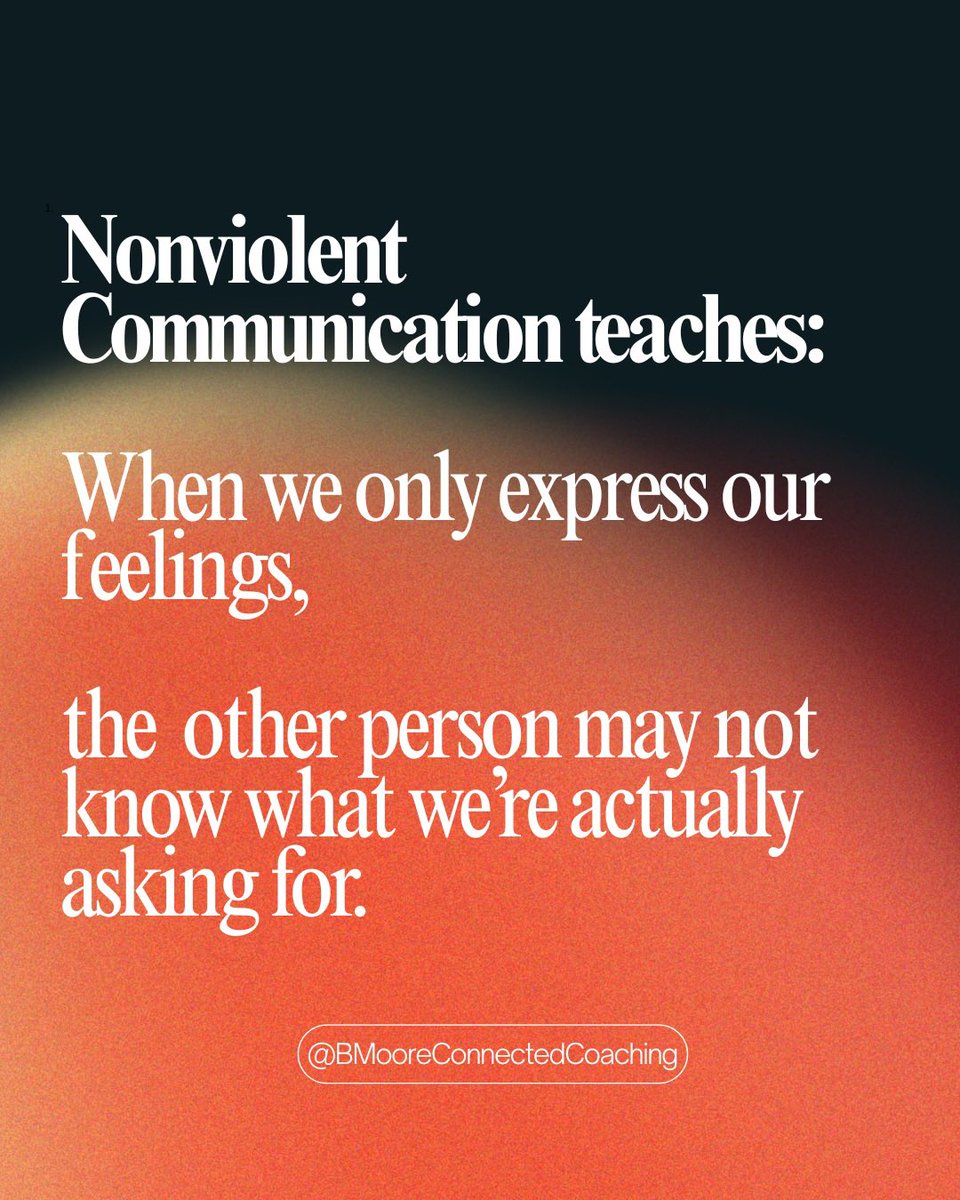 bmooreconnected's tweet photo. 2/3 interruptions? A change in behavior? A solution?
Mind reading isn’t a relationship skill. Clarity is.
One of the biggest lessons from #NonviolentCommunication is that expressing a feeling is only part of the conversation. If we don’t make a clear, actionable request, the https://t.co/IwH1MaTXn8