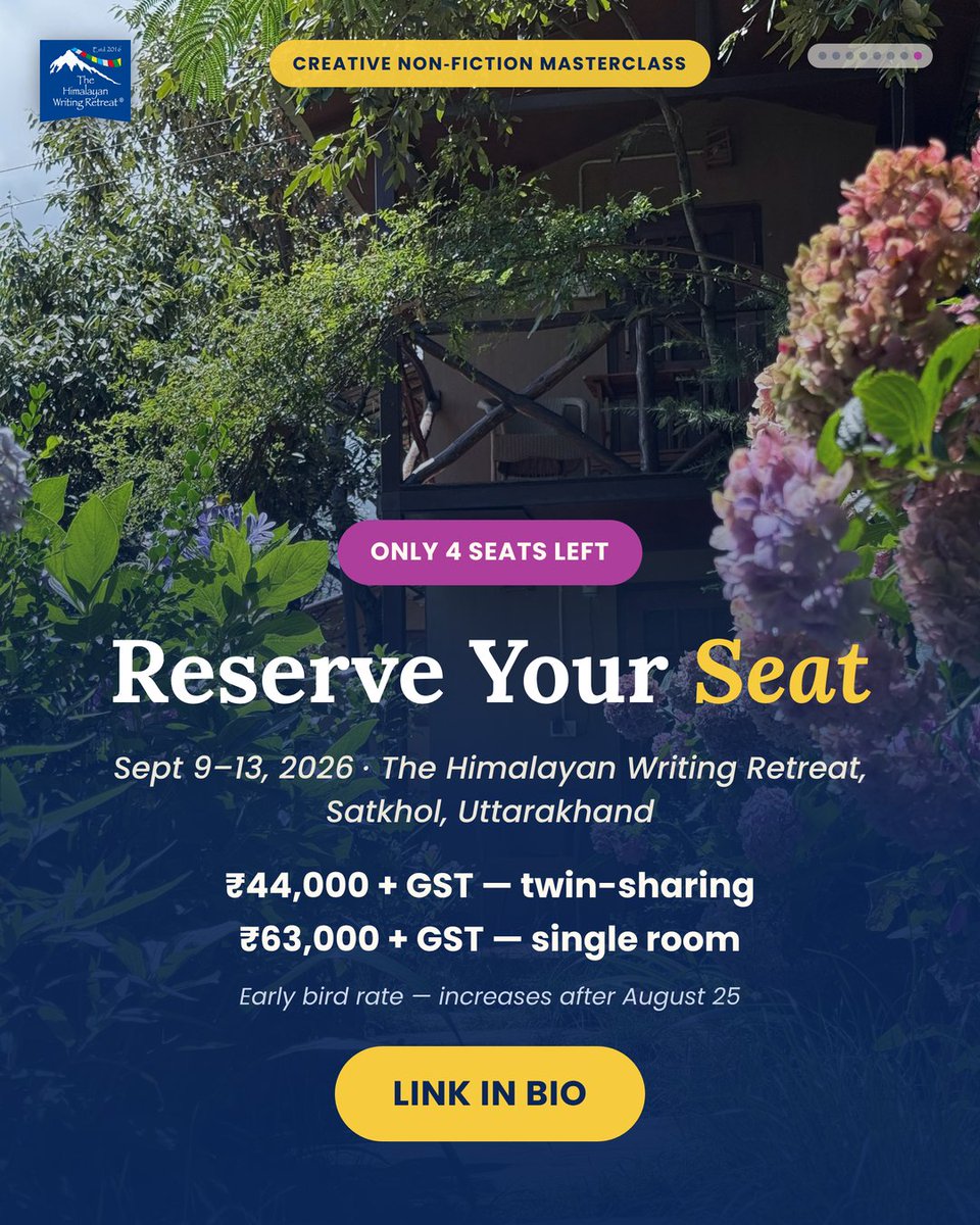 HimalayanWrite's tweet photo. Annie Zaidi won $100,000 for one essay about home — it became the memoir Bread, Cement, Cactus. This Sept, she teaches a 3-day Creative Non-Fiction Masterclass at Himalayan Writing Retreat. 4 seats left, early bird ends Aug 25. #WritingCommunity https://t.co/Q9g6CNt6y9