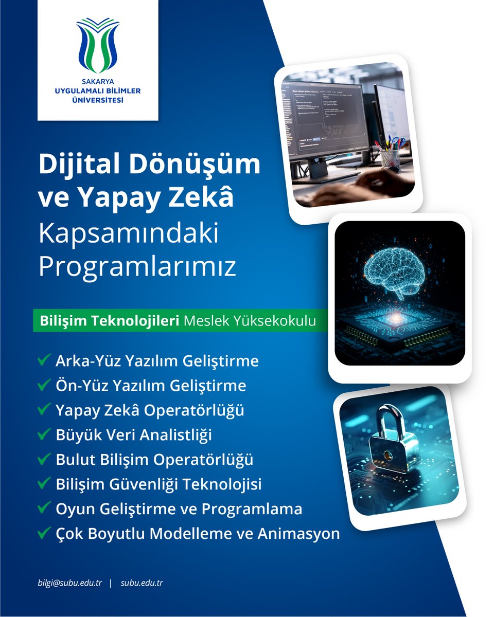 SubuOfficiall's tweet photo. Dijital dönüşüm, yapay zekâ, çevre ve sürdürülebilirlik odaklı yeni programlarımızla çağın gerekliliklerine uygun nitelikli iş gücü yetiştiriyoruz. https://t.co/NRJtMaGn9r
