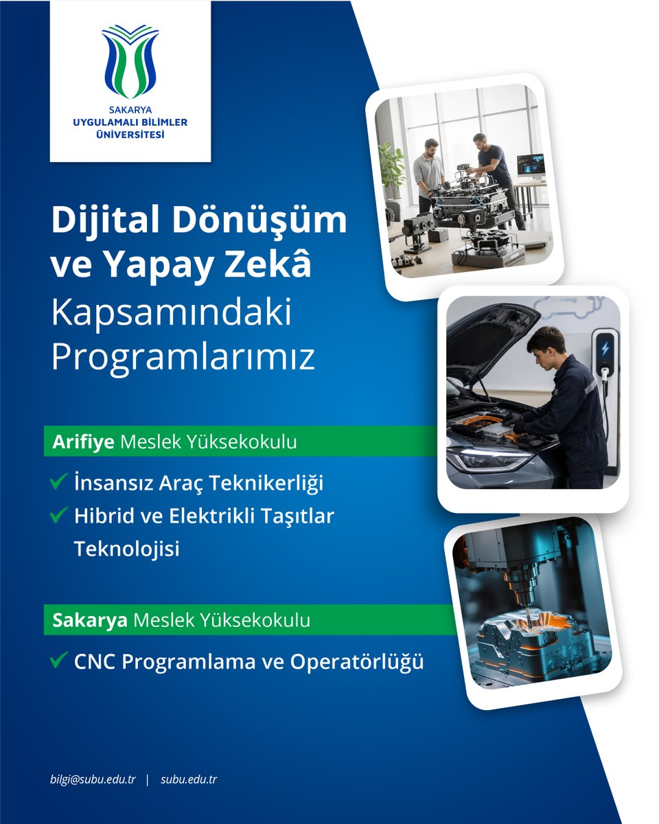 SubuOfficiall's tweet photo. Dijital dönüşüm, yapay zekâ, çevre ve sürdürülebilirlik odaklı yeni programlarımızla çağın gerekliliklerine uygun nitelikli iş gücü yetiştiriyoruz. https://t.co/NRJtMaGn9r