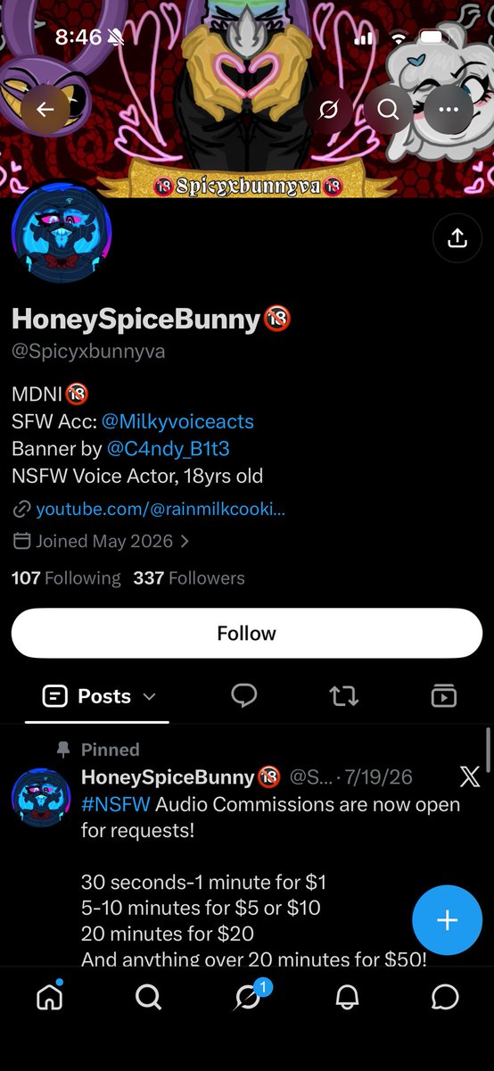 Mousey_HoleVA's tweet photo. I’m petty so I’m posting this

I made the art for @/Spicyxbunnyva ‘s pfp.

However he refuse to stop using it after I asked him politely after choosing to no longer be friends with him. Evening going as far as to lie to my partner when they asked them for me to take it down. https://t.co/wQr8BL88hm