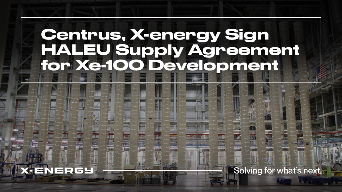 xenergynuclear's tweet photo. $XE has signed a definitive agreement with $LEU to secure LEU and HALEU enrichment services, an important step toward fueling a portion of our first Xe-100 reactor deployments and the TRISO-X fuel that will power them.

The agreement strengthens the domestic HALEU supply chain by connecting the capabilities of the only two commercially licensed HALEU facilities in the U.S., supporting the commercial deployment of advanced nuclear energy.

Learn more: https://t.co/0wiiLJFEtk