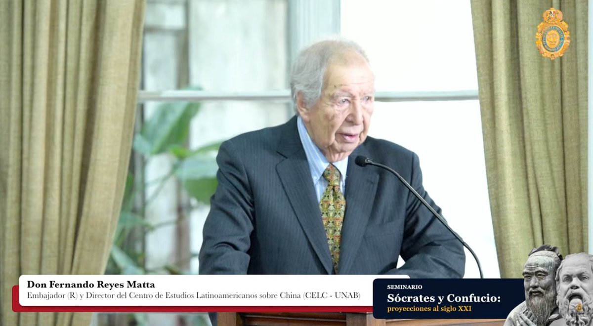 academiacspm's tweet photo. AHORA Don Fernando Reyes Matta, Director del Centro de Estudios Latinoamericanos sobre China de la @uandresbello, da inicio al seminario "Sócrates y Confucio: proyecciones al siglo XXI"

🔴 EN VIVO por https://t.co/GmXKVlqIOO https://t.co/L0gE0be9tm