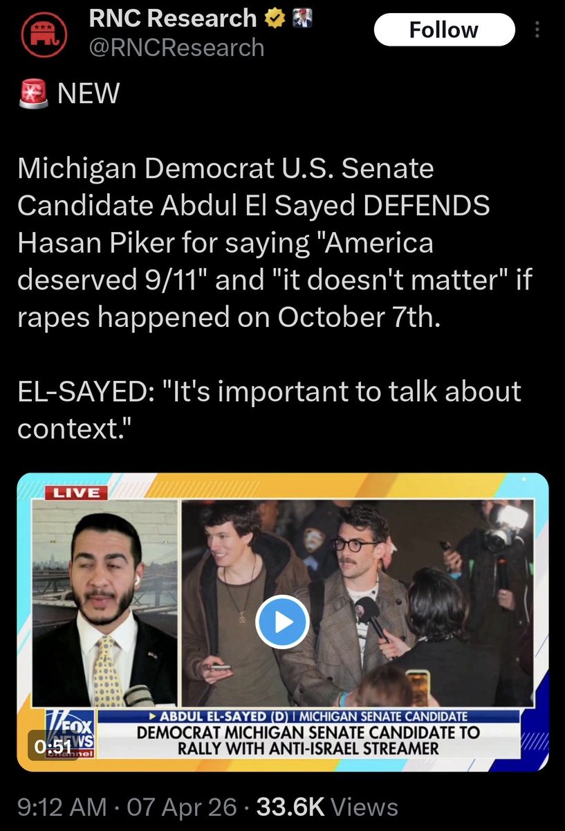 ScrollofTruthIF's tweet photo. @RNCResearch Abdul actually defends Piker saying America deserved 9/11. That right there should be instantly disqualifying https://t.co/KFQhYheWe6