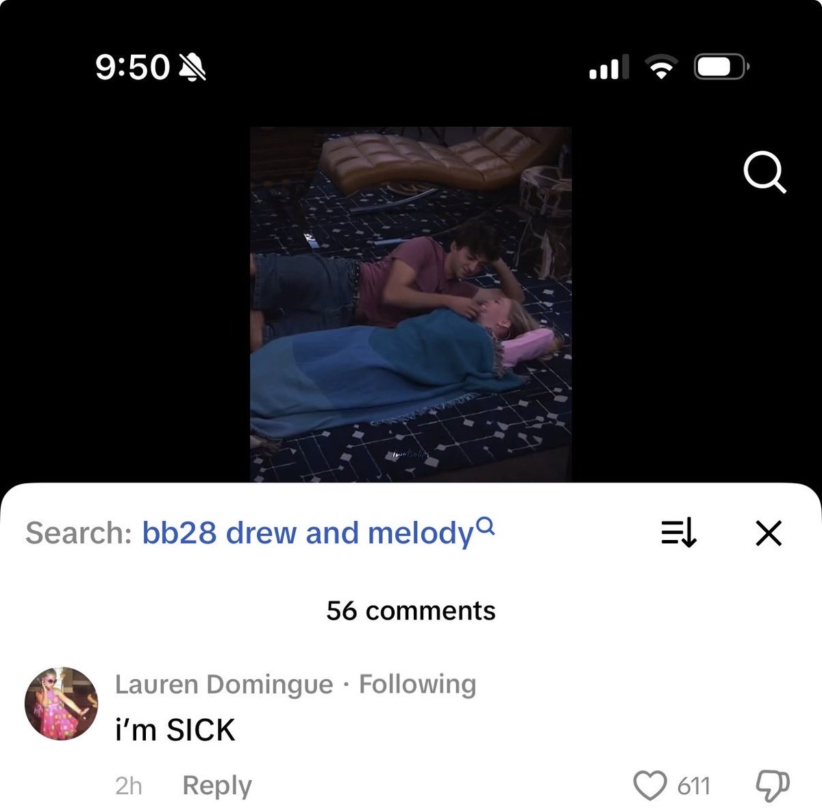 paige_lilith's tweet photo. Caught Lauren in the comments of a Drew Melody edit 😭 #bb28 https://t.co/umVCuC3w0l
