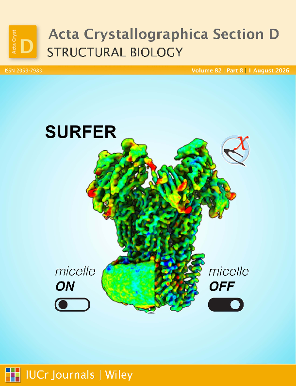 ActaCrystD's tweet photo. August issue is out! https://t.co/tKwn7t512n

On the cover: SURFER, a lightweight GPU-accelerated extension for UCSF ChimeraX enabling rapid semantic differentiation of membrane or membrane-mimic density from macromolecular signal in cryo-EM maps. More at
https://t.co/ijoHlhwz0G https://t.co/C0g7xpoNuY