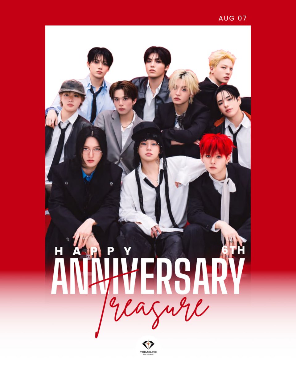 trsr_SriLanka's tweet photo. Happy 6th anniversary to our TREASURE!

Thank you for working hard and giving us the best. Let's spend many more years together💎

SIXFINITY WITH TREASURE
#TREASURE6thANNIVERSARY
#트레저와함께한6년
#TREASURE @treasuremembers https://t.co/t2OsIKwXeg