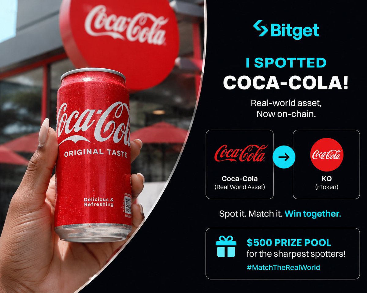 jenny_fjurs's tweet photo. @bitget I spotted Coca-Cola! It’s one of the most recognizable brands in the world, and seeing it represented as an rToken is a fun reminder of how traditional assets and crypto are becoming more connected. @Bitget #MatchTheRealWorld https://t.co/EPyR124kOb