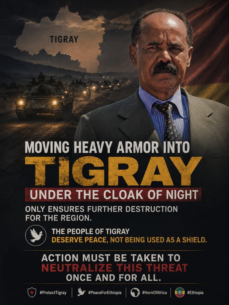 Suziadisu's tweet photo. Moving heavy armor into Tigray under the cloak of night only ensures further destruction for the region. The people of Tigray deserve peace, not being used as a shield. Action must be taken to neutralize this threat once and for all.
#ProtectTigray #PeaceForEthiopia #HornOfAfrica https://t.co/QFzH0uDhZT