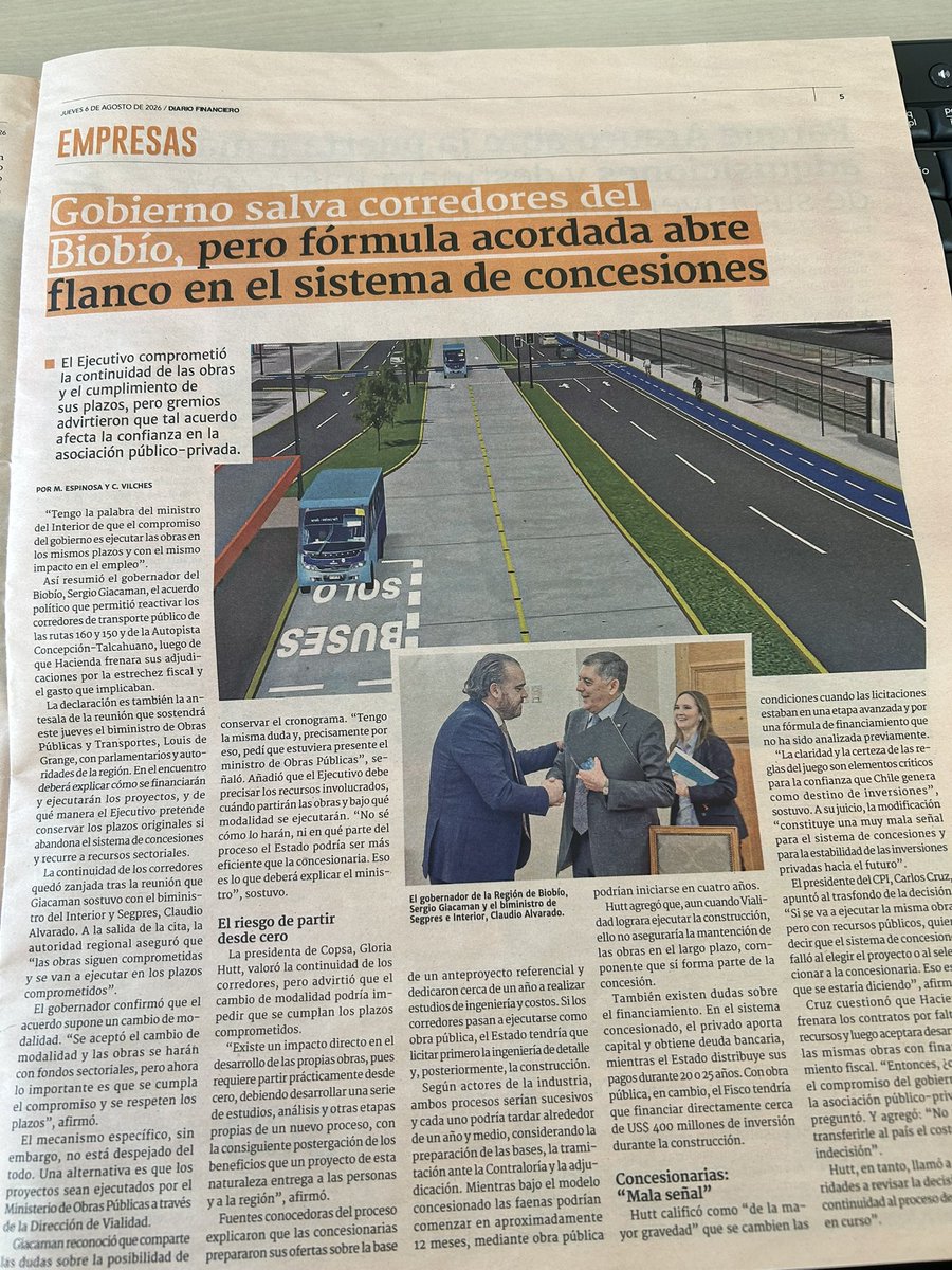 ClementePerezE's tweet photo. Muy mala señal para el sistema de concesiones. Dos corredores que van a beneficiar a mucha gente en el BioBio, se licitan por concesiones y cuando se van a adjudicar, se decide cambiar las reglas del juego. Difícil promover la llegada de nuevos inversionistas así. @mop_chile https://t.co/0tc334pkTj