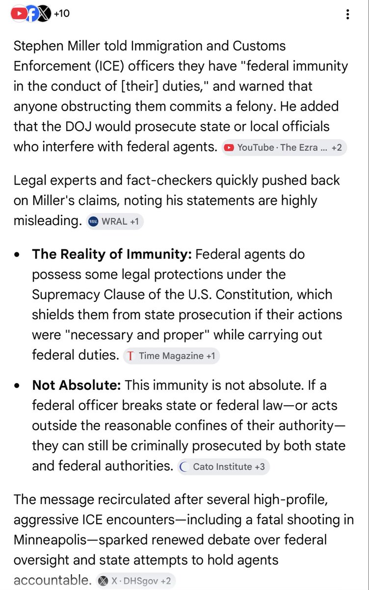 sgarner586's tweet photo. @StephenM SM doesn’t have American values. His racist propaganda and conspiracy theories speak of a White Nationalis. He is the architect of ICE and told the agents that they have federal immunity. Here’s the glitch, they only have it if they haven’t broken federal or state laws. https://t.co/ZQZkHfPJgO