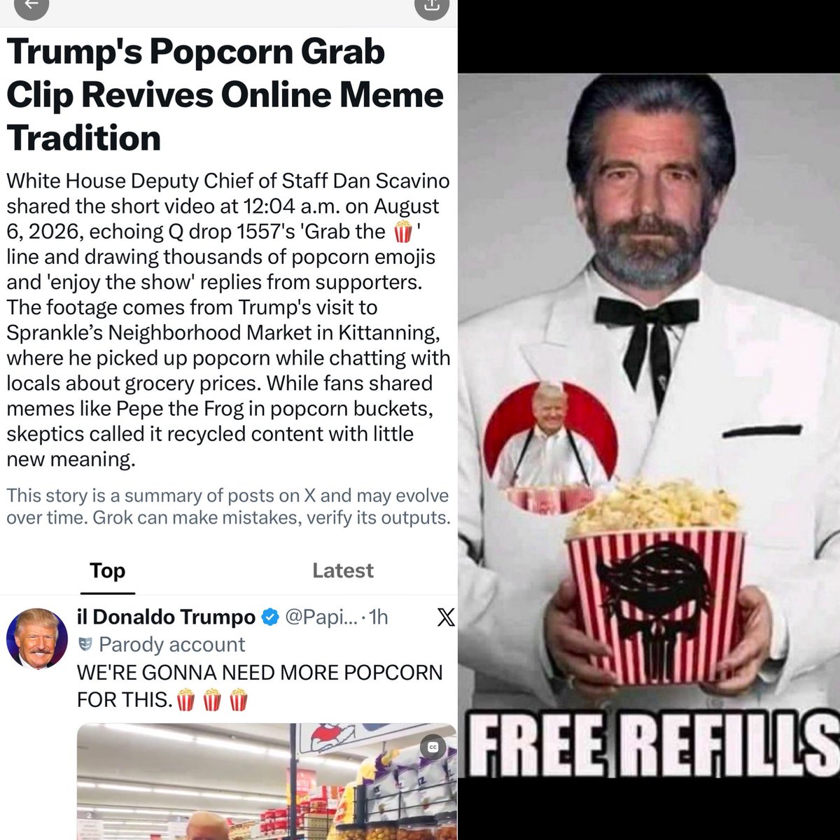TinaZimmermann4's tweet photo. 🍿 Trending  X
🔥White House Deputy Chief 
of Staff Dan Scavino shared the short video at 12:04 a.m. on August 6,2026, echoing Q drop
 1557's 'Grab the 🍿 i line and drawing thousands of popcorn emojis and 'enjoy the show' replies 
from 🐸supporters. https://t.co/LhTczKvbE8