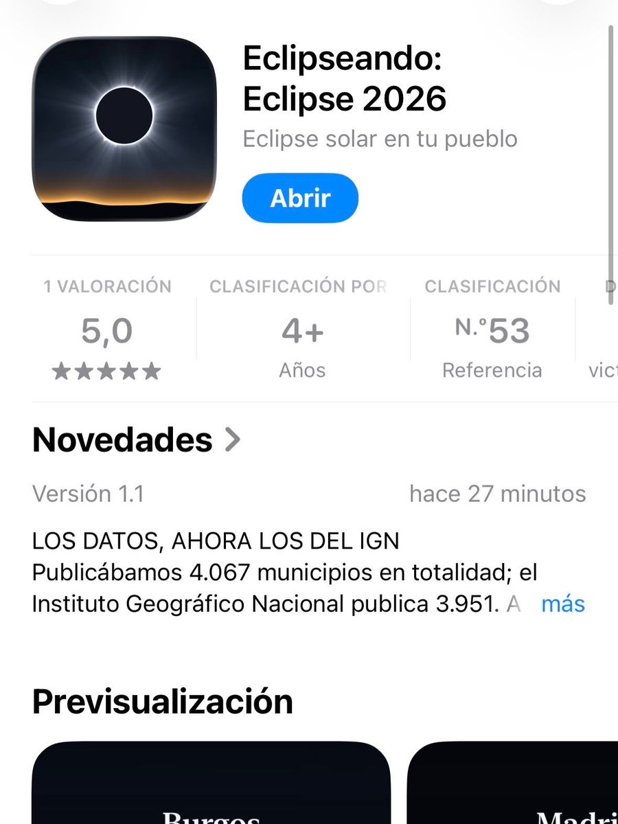 Victorgomez_14's tweet photo. @Garca1C Descargar la app de ECLIPSEANDO en iOS. Para el Eclipse del 12 agosto. Es GRATIS. Rt y Compartir. https://t.co/2L2EByjazI