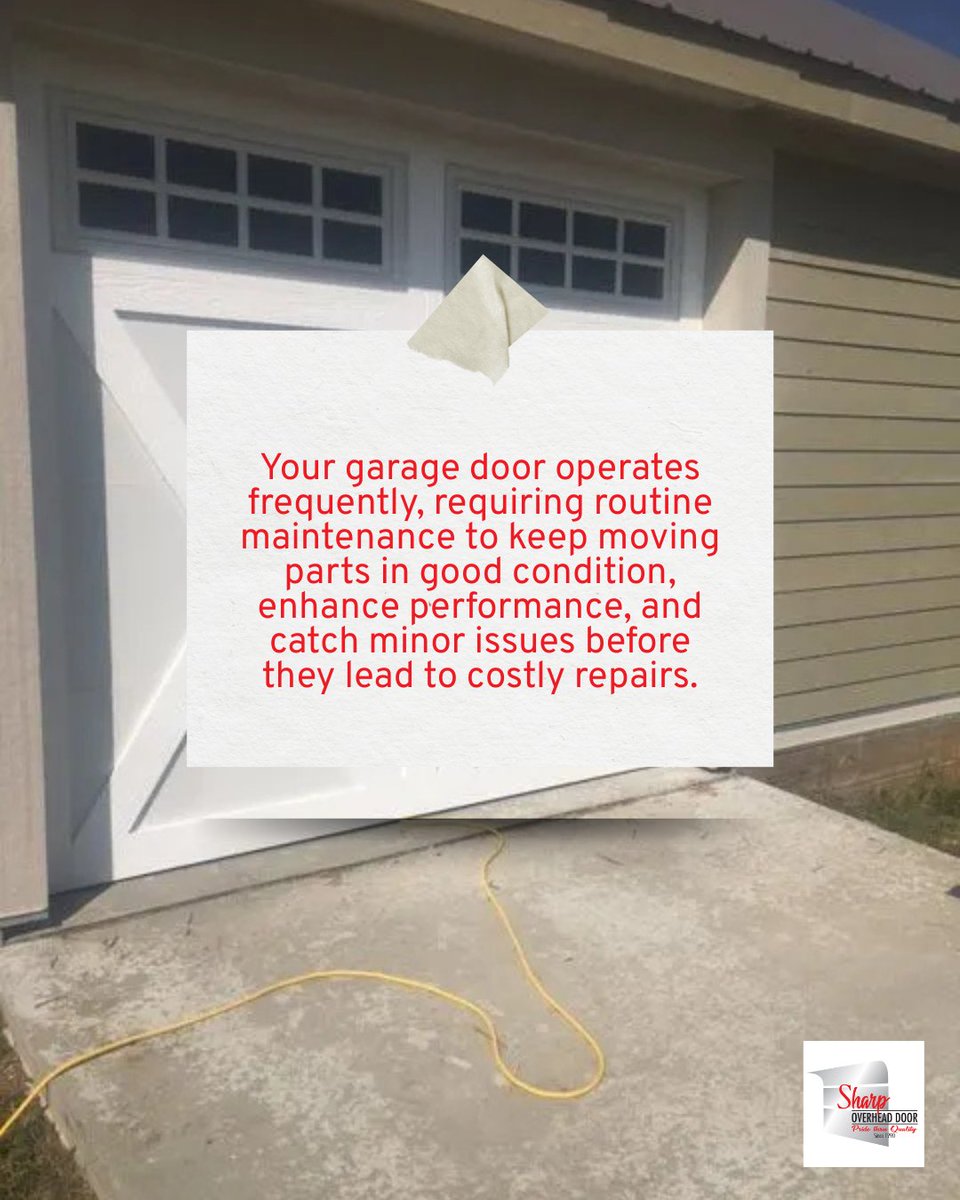 DoorSharp's tweet photo. Just like your vehicle, your garage door benefits from regular maintenance. A little preventative care today can help keep it operating safely and reliably for years to come.

#SharpOverheadDoors #GarageDoors https://t.co/kRvKwvf9LZ